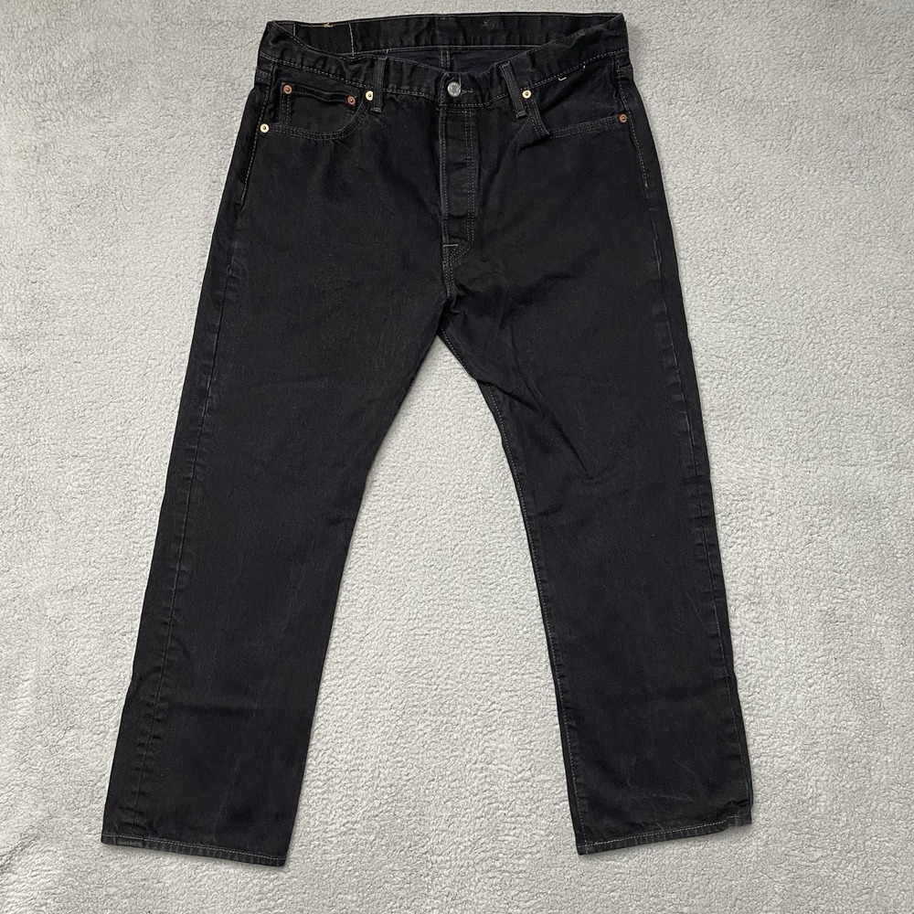 Levi’s 501 Jeans Mens 36x30 Black Button Fly Straight Leg Classic Denim Casual